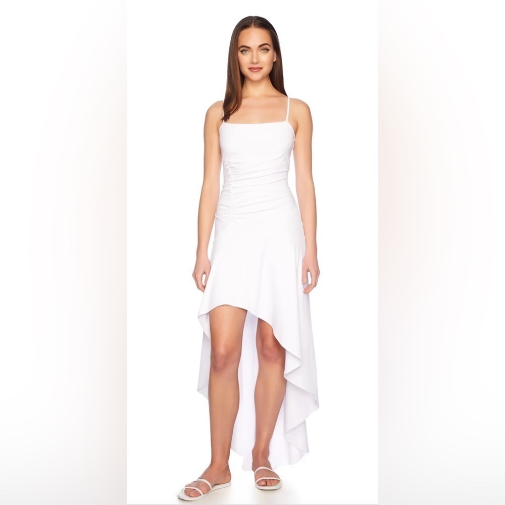 Susana Monaco String Gathered High Low Dress in Sugar White (0223, 0224, 0225)